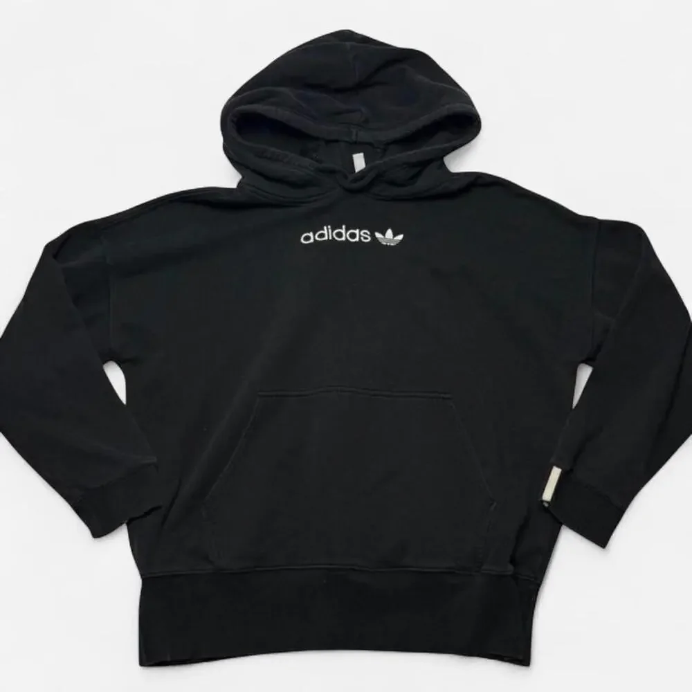 Adidas Originals Trefoil Hoodie Black White Stripe Cuffs Pullover Men’s Medium